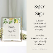 Printable Lemon Vrijgezellenfeest Datum Night Sign Poster