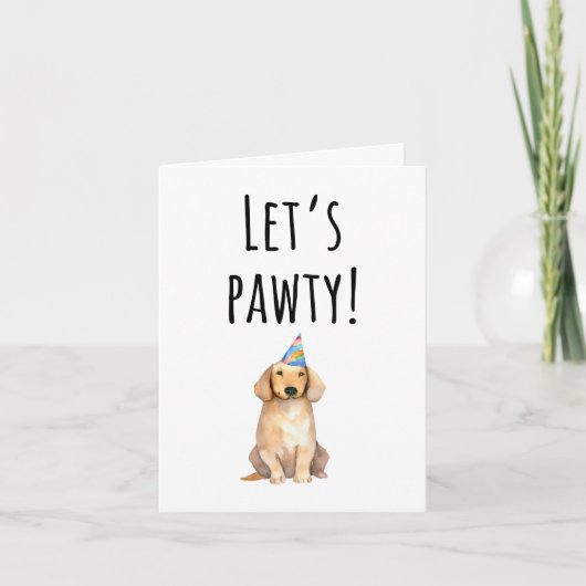 Printable Let's Pawty Happy Birthday Kaart (Voorkant)