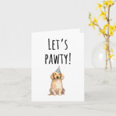Printable Let's Pawty Happy Birthday Kaart (Gele Bloem)