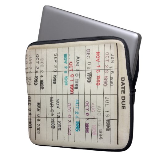Printable Library Cards Electronics Bag Laptop Sleeve (Voorkant Links)