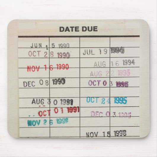 Printable Library Cards Mousepad Muismat (Voorkant)