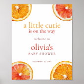 Printable Little Cutie Orange Welcome Baby Shower Poster (Voorkant)