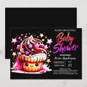 Printable Little Muffin Meisje Baby shower Kaart (Voorkant / Achterkant)