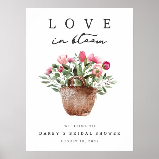 Printable Love in Bloom Bridal Shower Welcome Sign Poster (Voorkant)