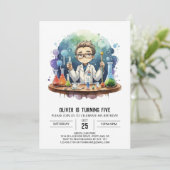Printable Mad Scientist Magic Verjaardag Kaart (Staand voorkant)