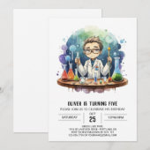 Printable Mad Scientist Magic Verjaardag Kaart (Voorkant / Achterkant)
