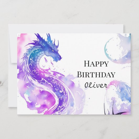Printable Majestic Dragon Verjaardag Kaart (Voorkant)