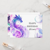 Printable Majestic Dragon Verjaardag Kaart (Voorkant / Achterkant in situ)