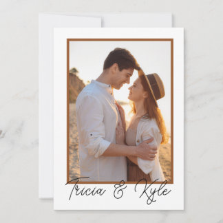 Printable minimalist four-photo wedding kaart