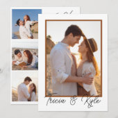 Printable minimalist four-photo wedding kaart (Voorkant / Achterkant)