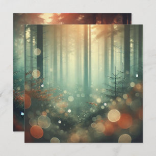 Printable Misty Autumnal Forest Bokeh Scrapbook Kaart