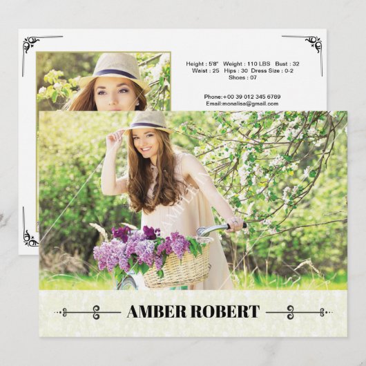 Printable Model Comp Card Kaart (Voorkant / Achterkant)