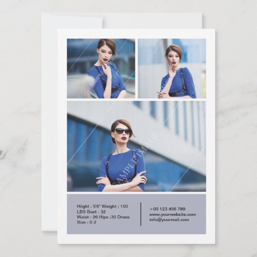 Printable MOdeling Comp Card Kaart (Achterkant)