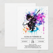 Printable Modern Ninja Meisje Verjaardag Kaart (Voorkant / Achterkant)