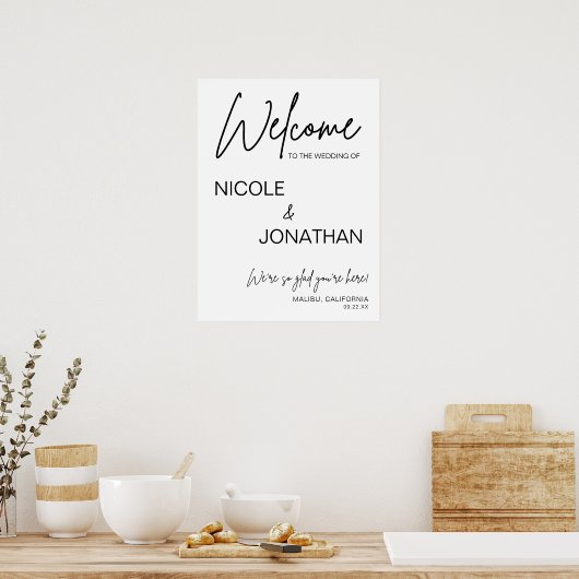Printable Modern Wedding Welcome Sign Poster (Keuken)