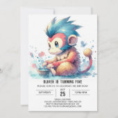 Printable Monkey Birthday Kaart (Voorkant)