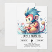 Printable Monkey Birthday Kaart (Voorkant / Achterkant)