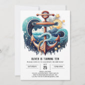 Printable Nautical Bohemian Waves Verjaardag Kaart (Voorkant)