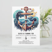 Printable Nautical Bohemian Waves Verjaardag Kaart (Staand voorkant)