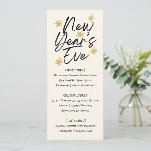 Printable New Years Eve Menu Kaart (Staand voorkant)