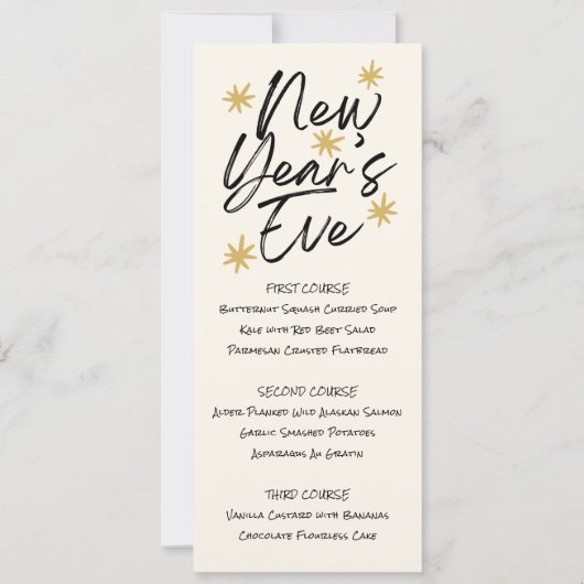 Printable New Years Eve Menu Kaart (Voorkant)