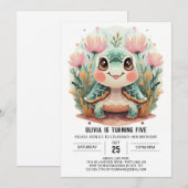 Printable Onderwater Turtle Meisje Verjaardag Kaart (Voorkant / Achterkant)