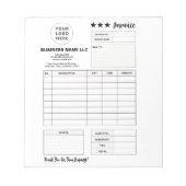 Printable Order Form, Custom Business Logo Invoice Notitieblok (Voorkant)
