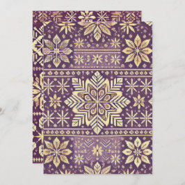 Printable Paarse & Gouden Scandinavische Winter Kaart
