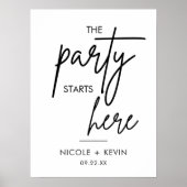 Printable Party begint hier Weddenschap Welkomstte Poster (Voorkant)