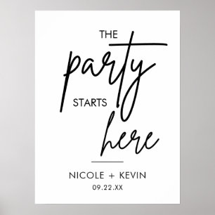 Printable Party begint hier Weddenschap Welkomstte Poster