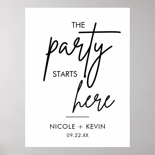 Printable Party begint hier Weddenschap Welkomstte Poster (Voorkant)