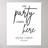 Printable Party begint hier Weddenschap Welkomstte Poster (Voorkant)