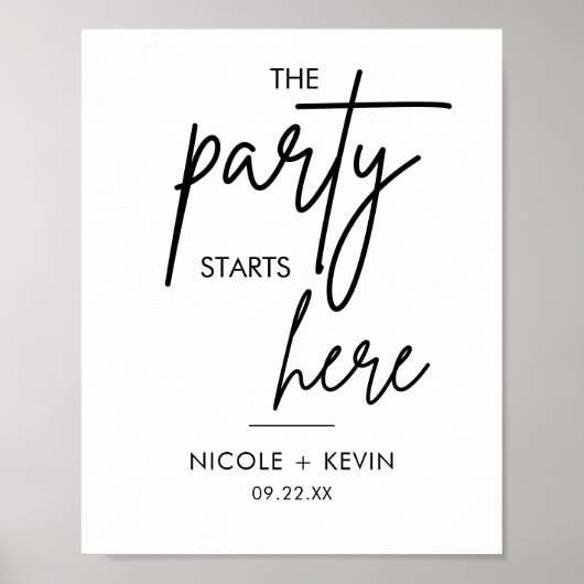Printable Party begint hier Weddenschap Welkomstte Poster (Voorkant)