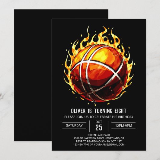 Printable Pastel Jongen Basketbal Verjaardag Kaart (Voorkant / Achterkant)