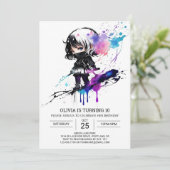 Printable Pastel Ninja Meisje Verjaardag Kaart (Staand voorkant)