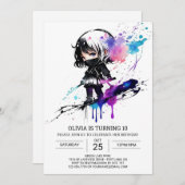 Printable Pastel Ninja Meisje Verjaardag Kaart (Voorkant / Achterkant)