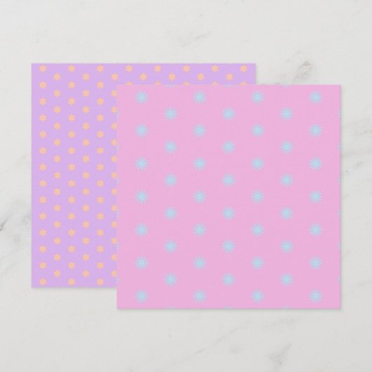 Printable Pastel Rainbow Sunbursts & Stars Papier Kaart (Voorkant / Achterkant)