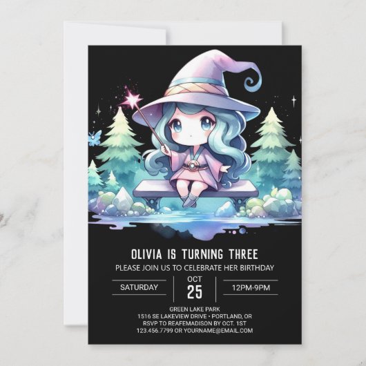 Printable Pastel Wizard Verjaardag Kaart (Voorkant)