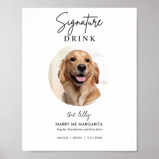 Printable Pet Dog Wedding Signature Drink Sign Poster (Voorkant)