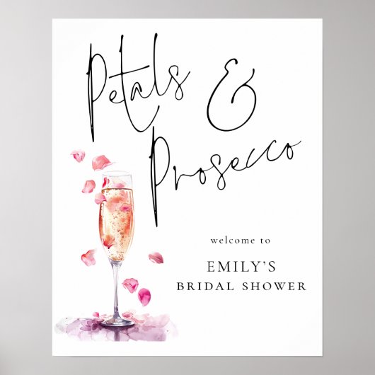 Printable Petals Prosecco Welkom in Vrijgezellenfe Poster (Voorkant)