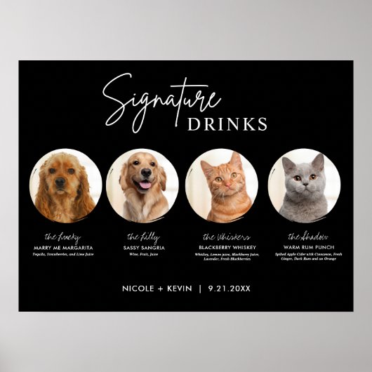 Printable Pets Signature Drinken Wedding Bar Sign Poster (Voorkant)