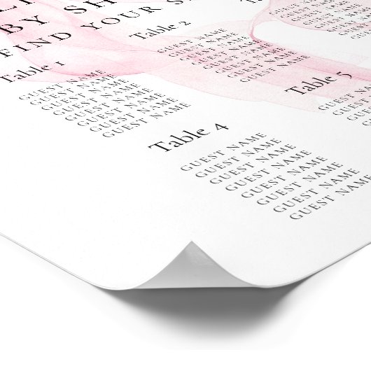 Printable Pink Bow Baby Shower Seating Chart Poster (Hoek)