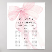 Printable Pink Bow Baby Shower Seating Chart Poster (Voorkant)