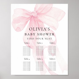 Printable Pink Bow Baby Shower Seating Chart Poster