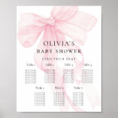 Printable Pink Bow Baby Shower Seating Chart Poster (Voorkant)