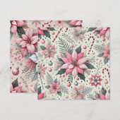 Printable Pink Candy Cane Poinsettia Scrapbook Kaart (Voorkant / Achterkant)
