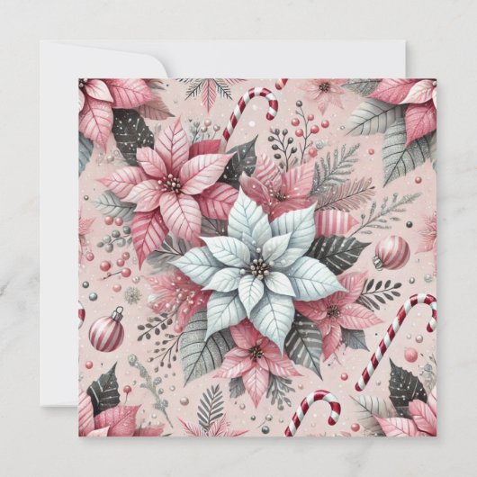 Printable Pink Candy Cane Poinsettia Scrapbook Kaart (Achterkant)