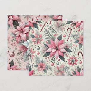 Printable Pink Candy Cane Poinsettia Scrapbook Kaart