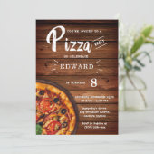 Printable Pizza Party Invitation Sjabloon Kaart (Staand voorkant)