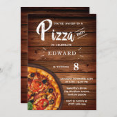 Printable Pizza Party Invitation Sjabloon Kaart (Voorkant / Achterkant)